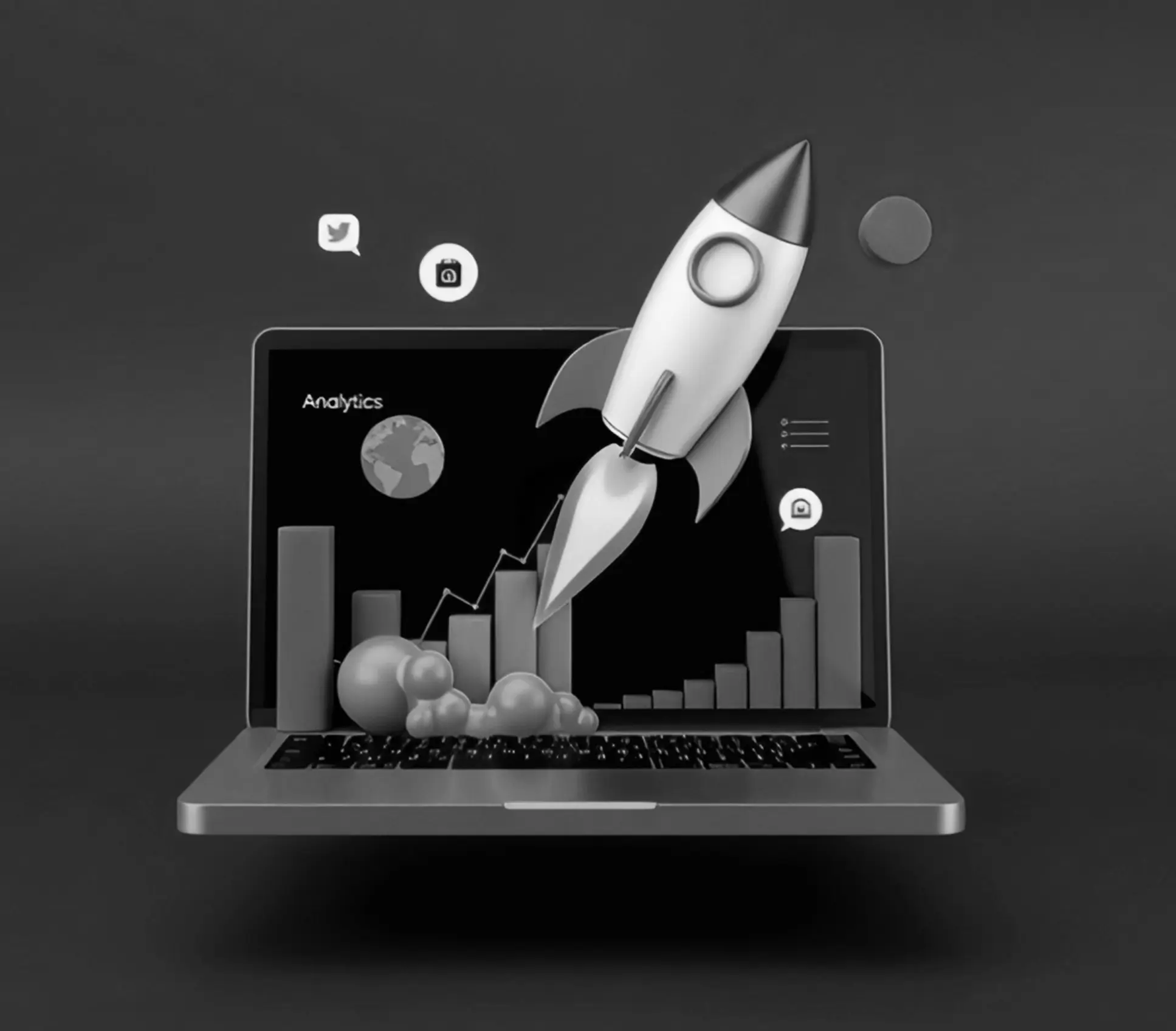 Graphical design image of a laptop, digital marketing strategist in kochi